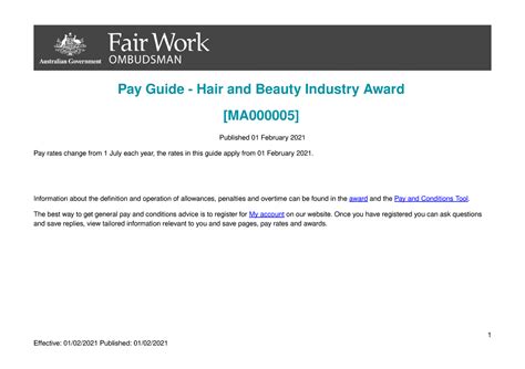 hair and beauty industry award 2010|pay guide hair and beauty industry award.